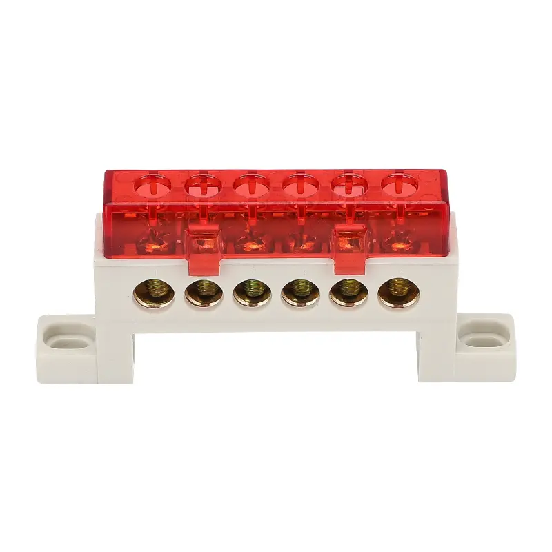 Zero wire terminal 3/4/5/6/7/10-Hole Distribution Box Terminal Block dustproof Ground Copper Bar Bridge type Busbar With cover - Image 5