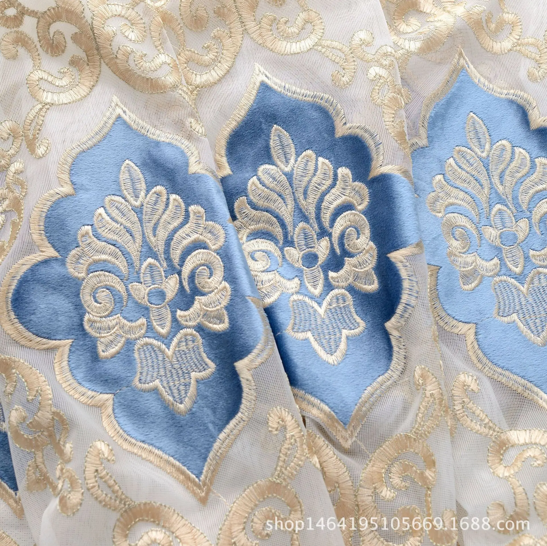 1PC Velvet Embroidered Window Screen European Style Small Fresh Translucent 3
