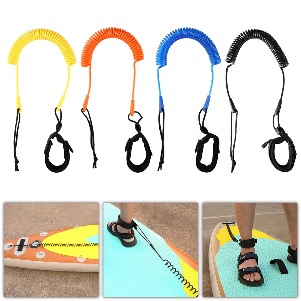 1pc Paddle Board Safety Legs 10ft Coiled SU P Leash Stand Up Paddle Board Surfboard Leash Leg Rope Foot Leg Accessories surfboard leash