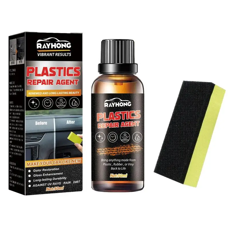 

Car Restoring Liquid 50ml UV Resistant Auto Refurbish Agent With Sponge Portable Quick Dry Plastic Leather Renovator For Car SUV