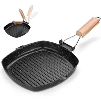 Camping Cookware Frying Pan Durable Non-Stick Grilling Pan with Folding Handle Portable Outdoor Hiking Picnic Cooking Equipment 1