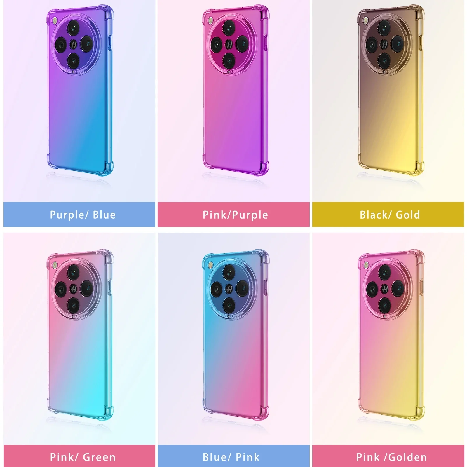 Shockproof Transparent Gradient TPU Protective Phone Case Cover