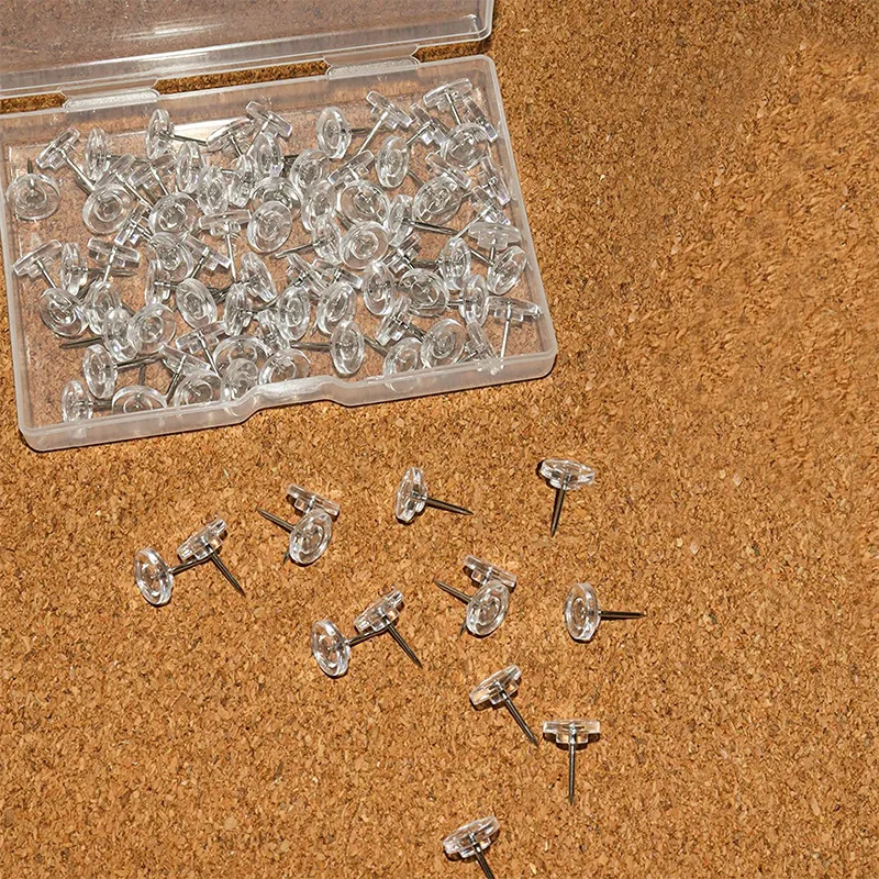Push Pins 50/100pcs Round Shape Plastic Push Pins Thumbtack Board Pins Drawing Photo Wall Studs Office School Accessories Supplies