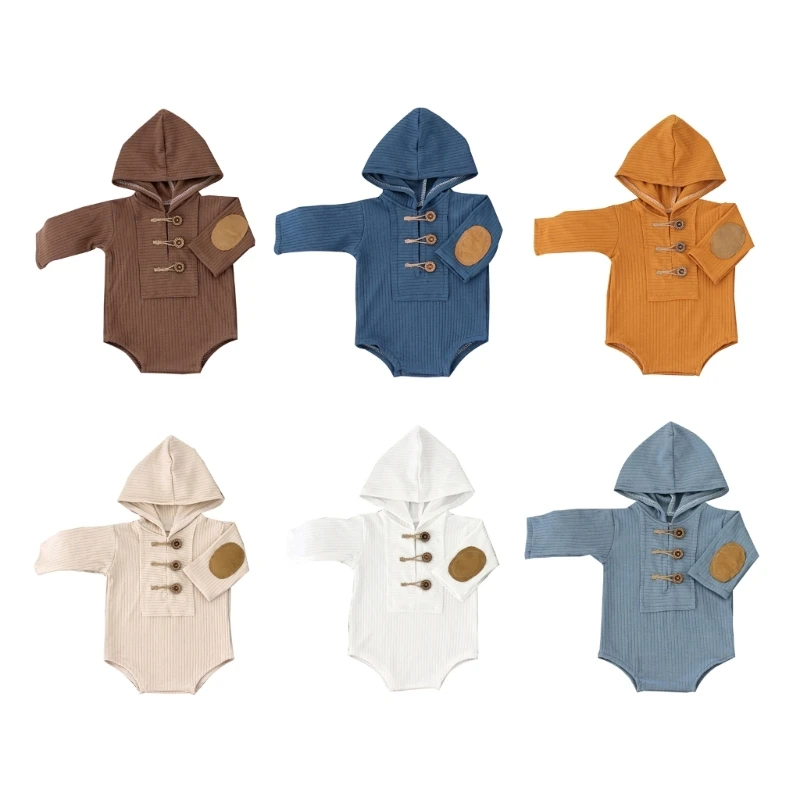 

Baby Photo Clothes Hooded Jumpsuit Newborn Photo Props OnePiece Hooded Romper Skin-Friendly Infant Photography Outfit