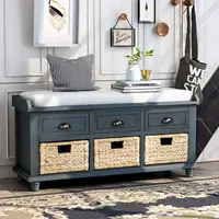Entryway 6-Drawer Storage Bench with Removable Cushion, Entry Hallway Foyer Shoe Bench End of Bed Bench 1