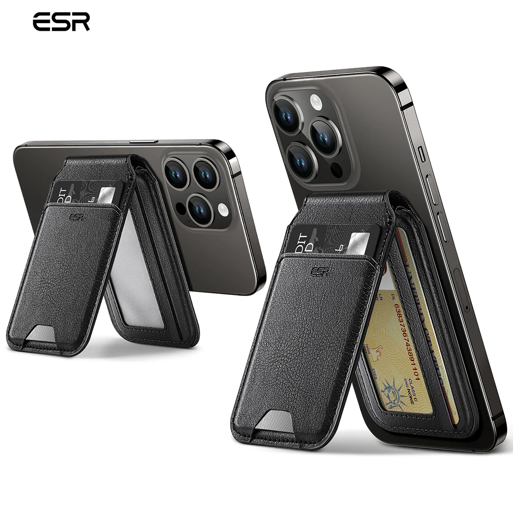 Esr-suporte de Carteira de Couro com Suporte Ajustável Carteira Magsafe para Iphone 15 14 13 12 Mini Cartão