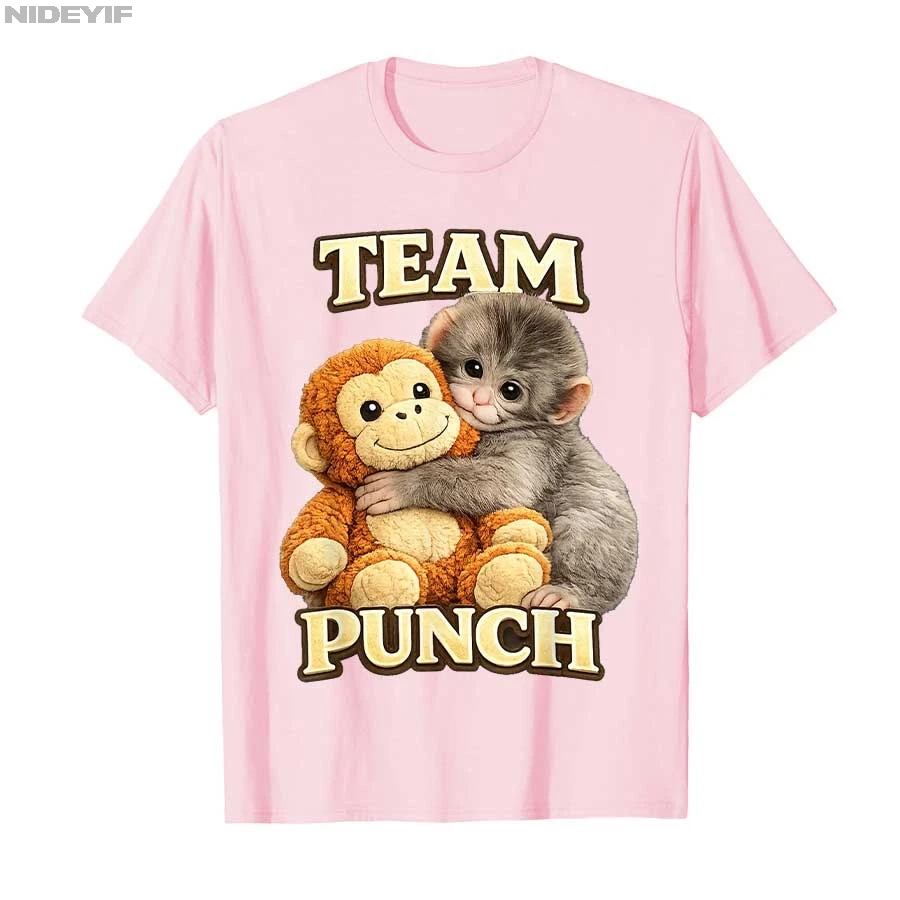 Cute Monkey Punch Panchi Kun Japan Baby Team Meme T-Shirt - 100% Cotton Short Sleeve Top