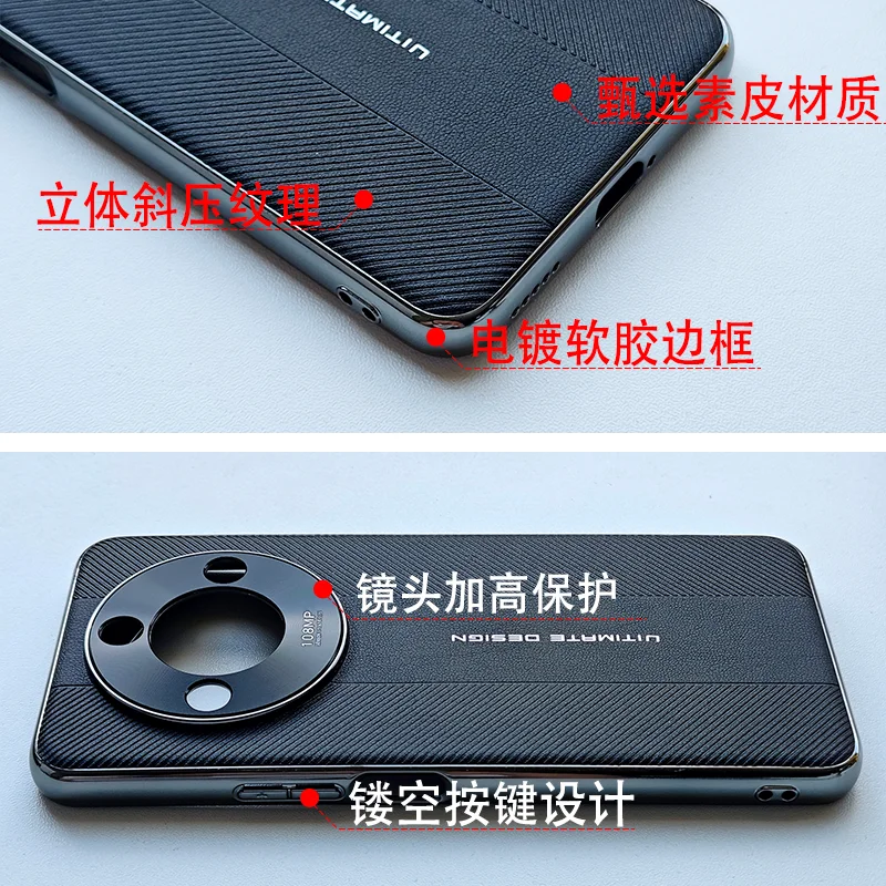Luxury PU Leather Stripe Full Coverage Plating Back Cover - Premium Case with Bumper Protection