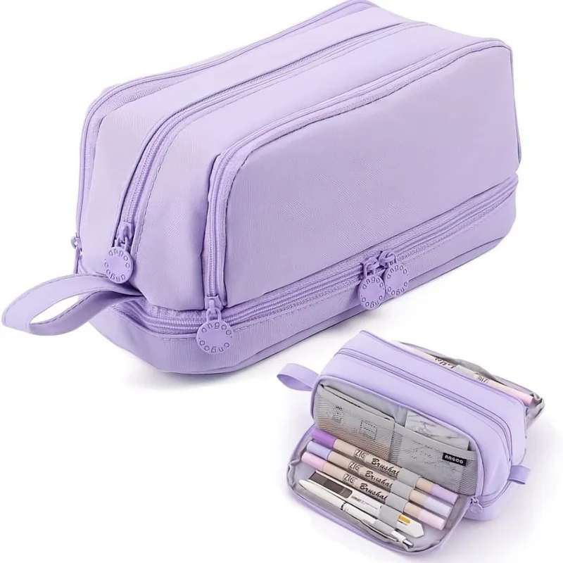 Large Capacity Stationery Case Durable Oxford Cloth Pencil Case Portable Organizer for Office and University Supplies