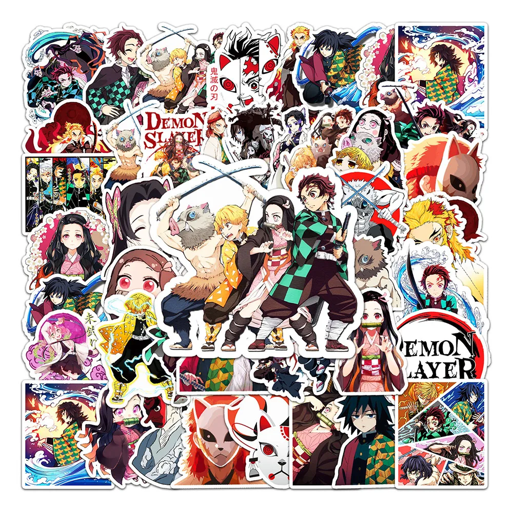 10/30/50PCS Cool Demon Slayer Anime Stickers Waterproof PVC Decal Phone Luggage Fridge Helmet Sticker Gift Classic Toy Wholesale cool anime demon slayer retractable badge reel for nurse