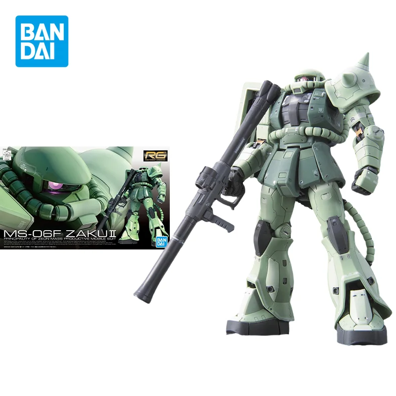 

Bandai Original Gundam Model Kit Anime Figure RG 1/144 MS-06F ZAKU II Action Figures Collectible Ornaments Toys Gifts for Kids