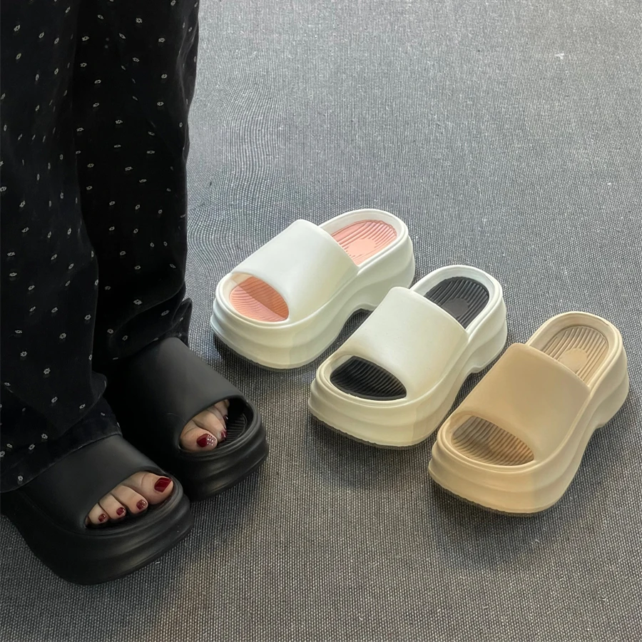 Women's Thick Platform Slippers EVA Soft Sole Summer Beach sliipers Outdoor Indoor Non Slip Korean style Advanced sense slippers 5