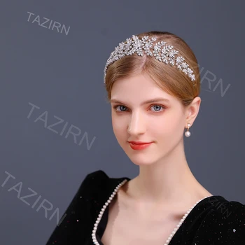 2022 Soft Zircon Hairbands for Wedding Birthday Headwear CZ Tiaras Bride Headband Hair Jewelry Party Headpieces Women Hair-Hoop 2
