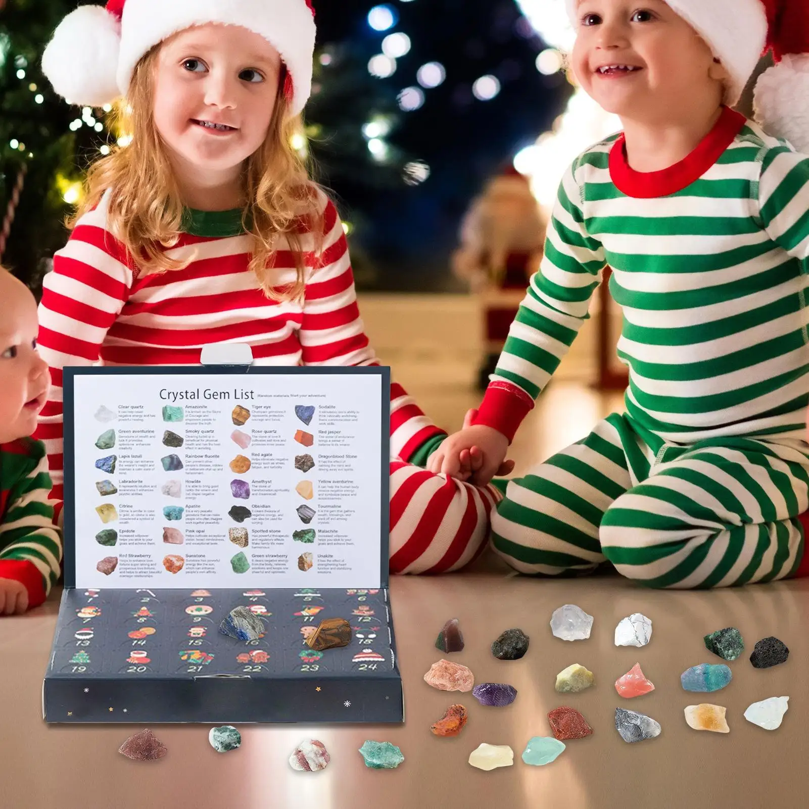 Christmas Calendar Rock Collection Calendar Advent 2025 Minerals Collection Ore Gem 24 Day For Kids Women Men Teen Boys Girls