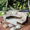 7 Pieces Wicker Patio Furniture Set, All-Weather Rattan Outdoor Conversation Half-Moon Curved Sectional Sofa Set for Garden 1