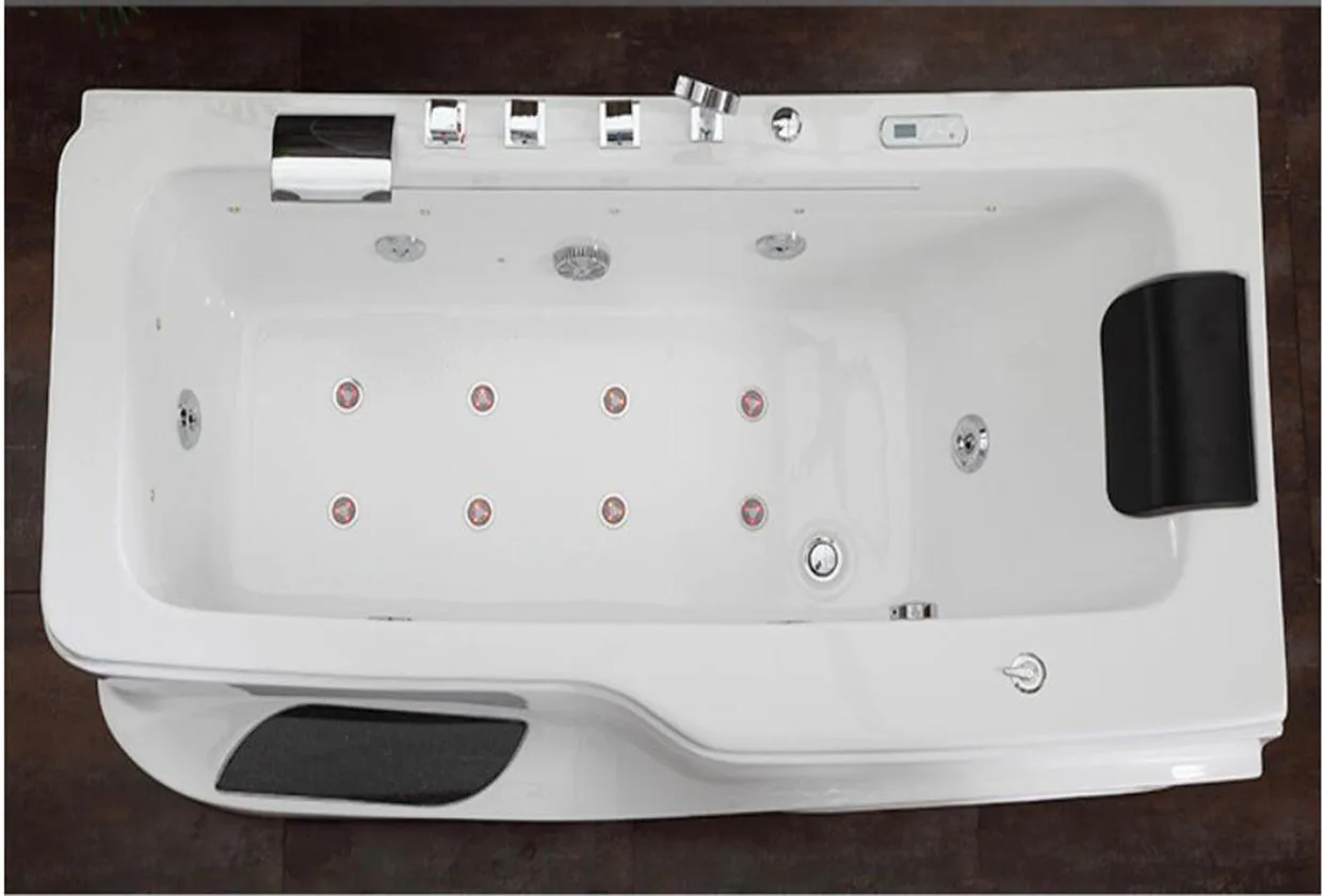 1700mm Fiberglass Whirlpool Waterfall Bathtub Acrylic Hydromassage Surfing Mixer Hot Tub NS1109A 6