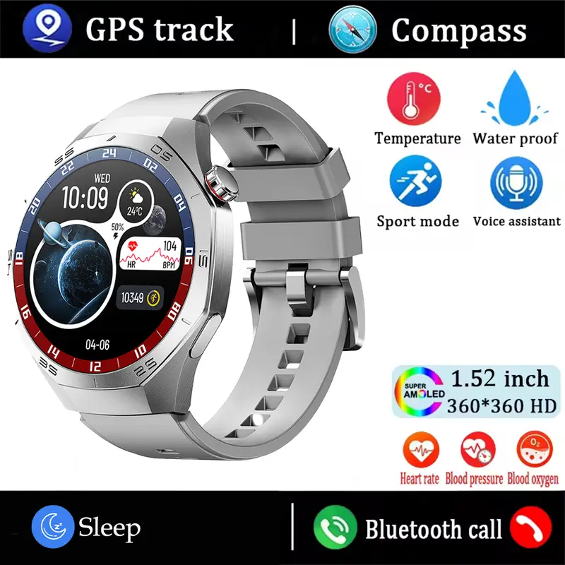 2025New For Android and ios Smart Watch Men AMOLED Screen GPS Motion trajectory Heart Rate Bluetooth Calls SmartWatch Waterproof - Image 7
