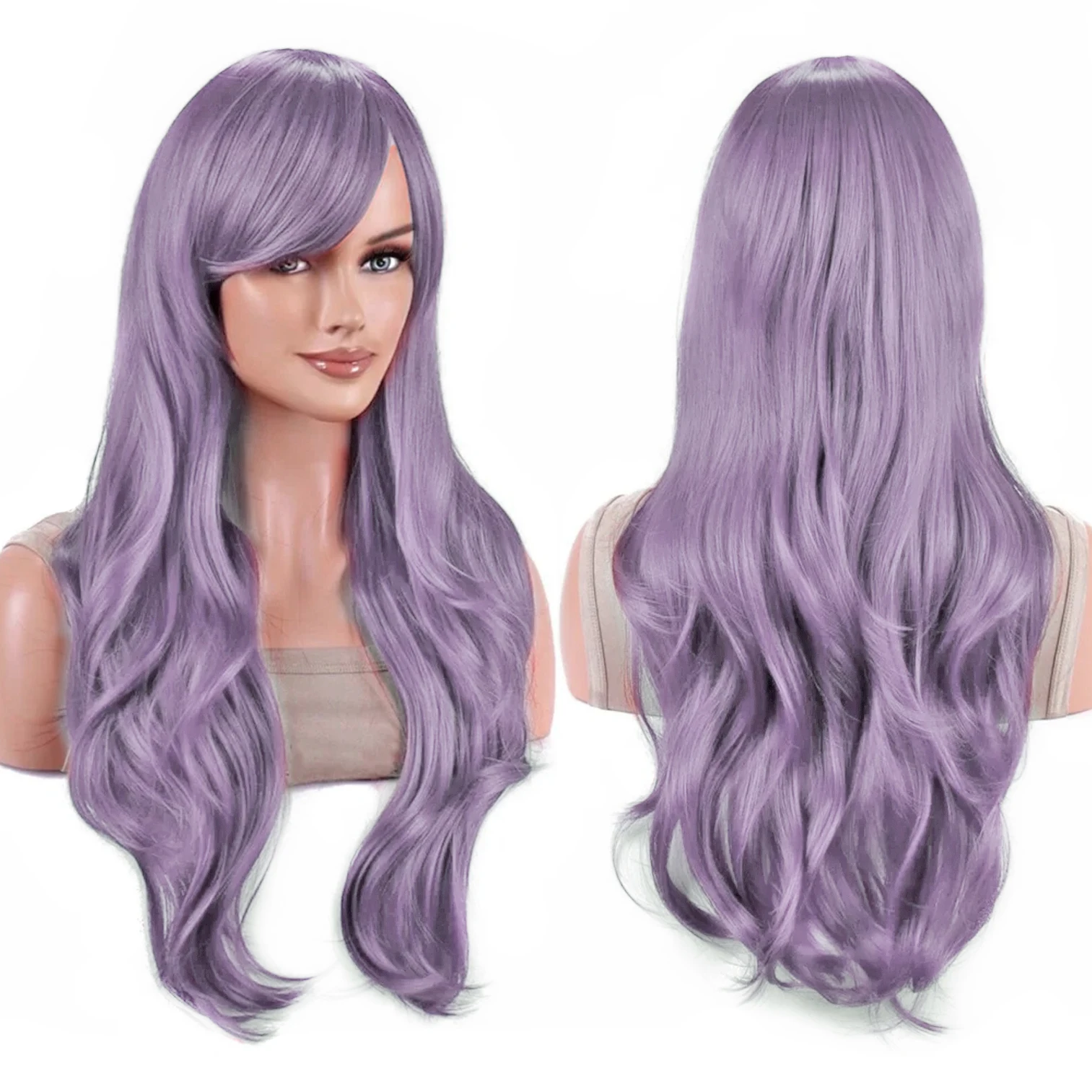Vibrant 70cm Water Wave Cosplay Wig with Bangs