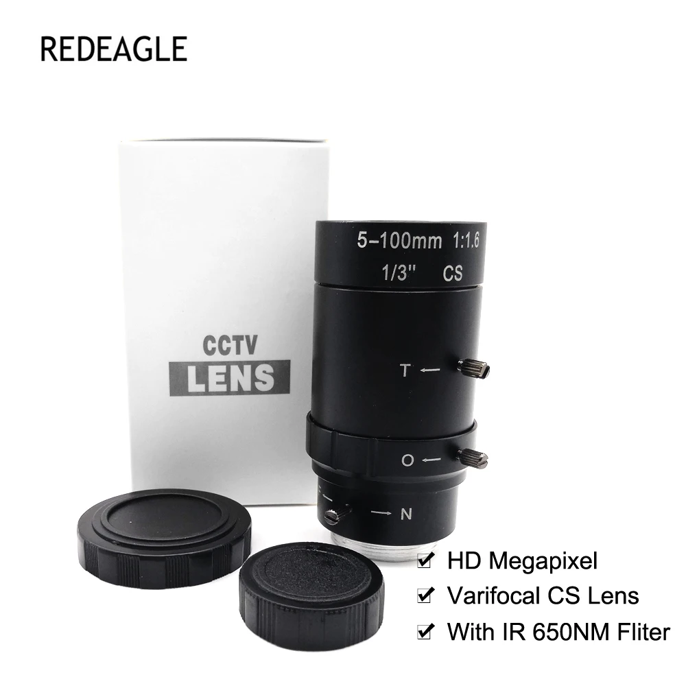 

HD 5-100mm 6-60mm Long Focal Length CS Mount Manual Varifocal Zoom CCTV Lens 650nm IR Filter For Industrial Security Camera