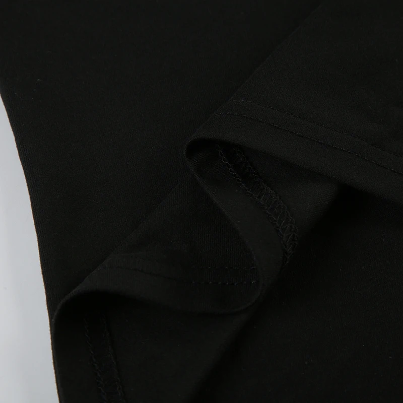 Contrast Binding Off Shoulder O Neck Slim Long Sleeve Basic Black T Shirt Women Asymmetric Button Up Chic Fashion Streetwear Tee