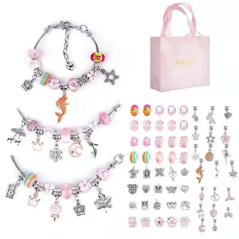 Beaded jewelry kit jewellery making kit friendship bracelet making kit Charm Bracelet Making Kit 66 Pcs for Girls