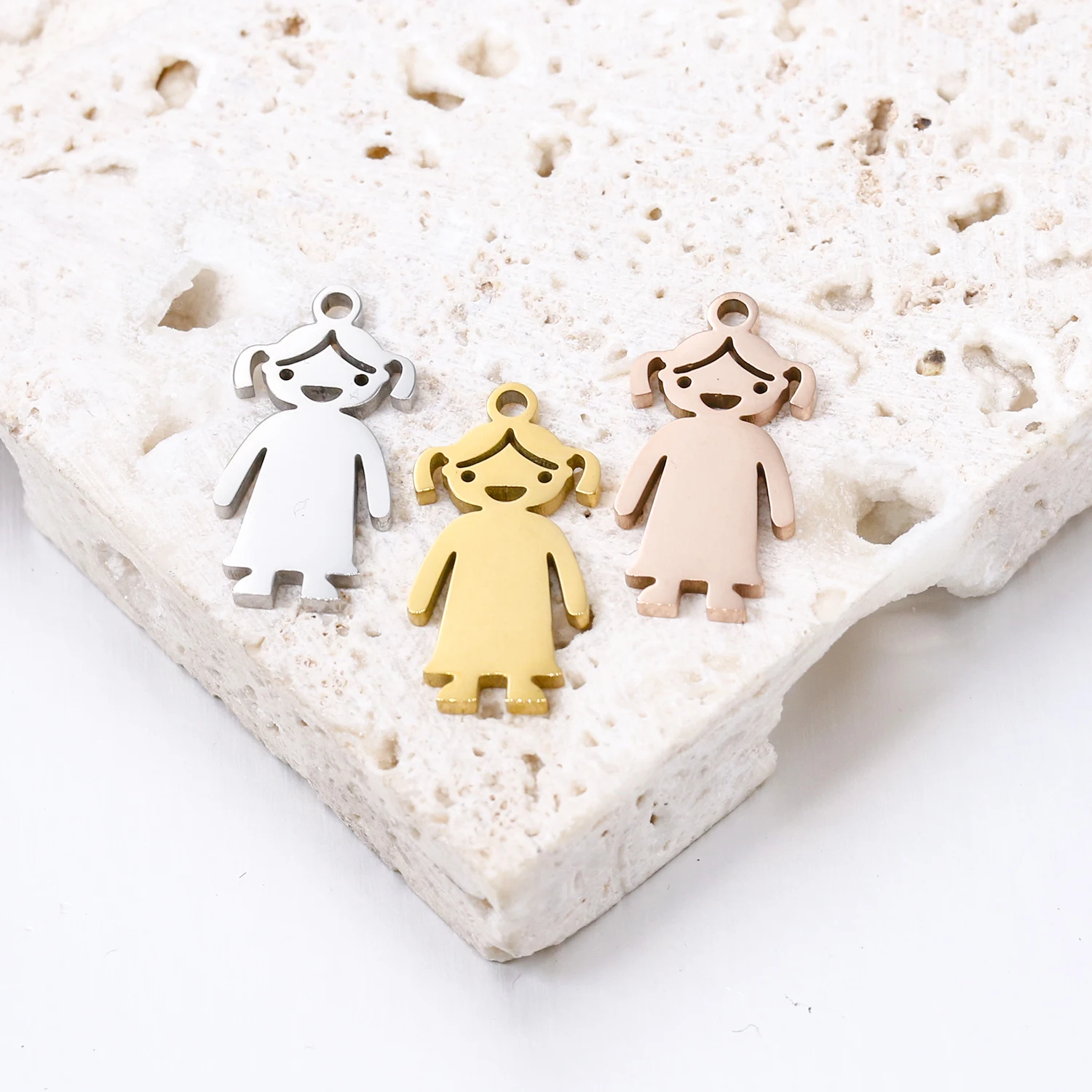 5 teile/los 100% Edelstahl Junge Mädchen Hund Katze Kind Kind Charms Familie Schmuck Anhänger DIY Halskette Schmuck Machen Zubehör – Detail 3