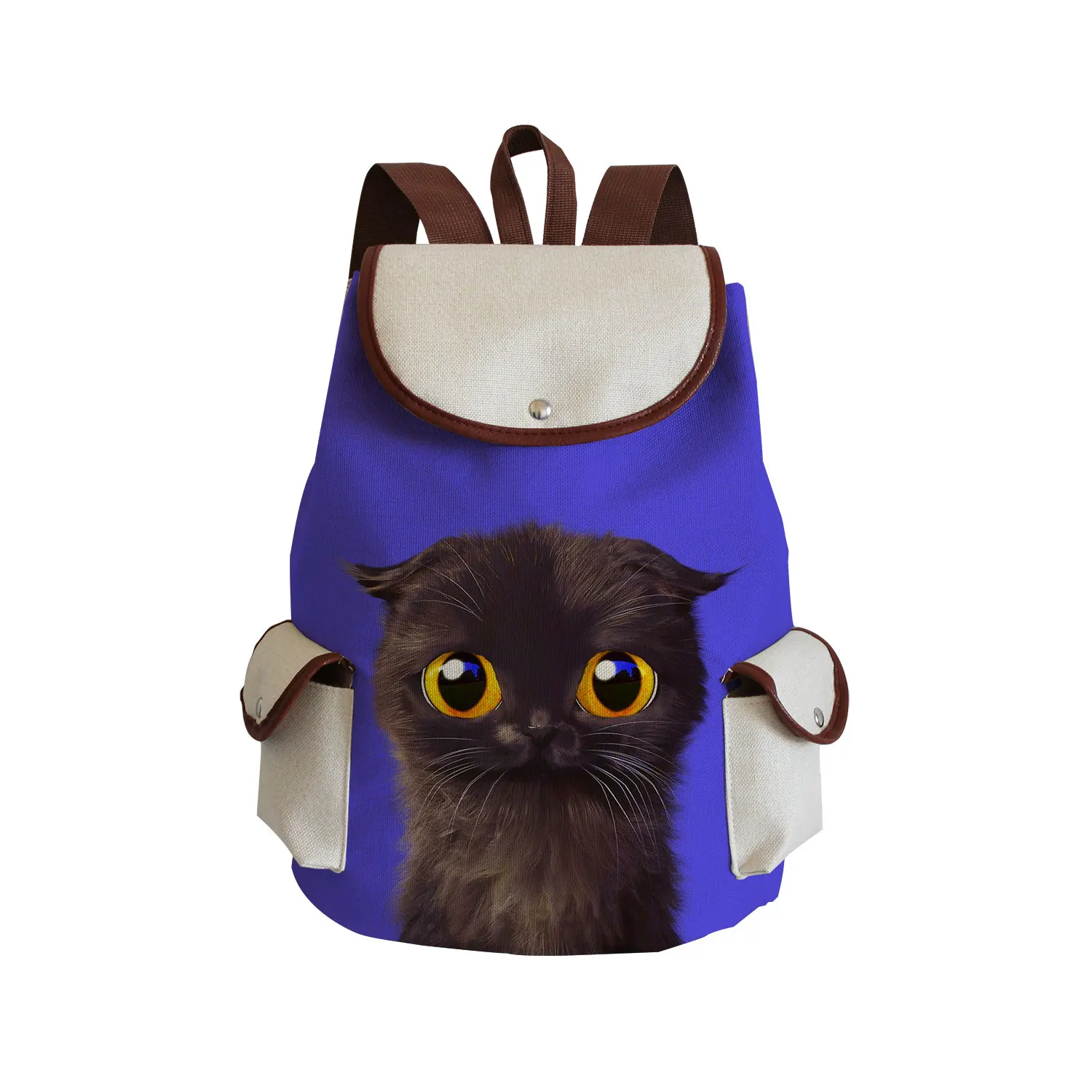 elegant backpack Miyahouse Casual Canvas School Backpack Women Lovely Cat Printed Drawstring Backpack Teenager Large Capacity Ladies School Bag stylish evening bags Stylish Backpacks