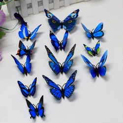 Set of 12 3D Butterfly Wall Art Stickers (Blue)