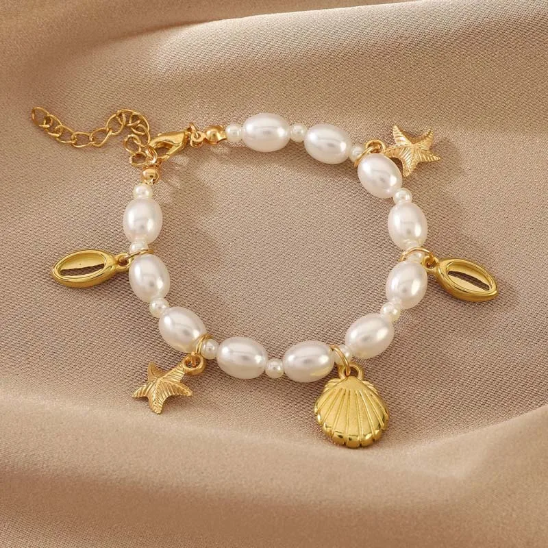 Bracelet De Cheville étoile De Mer Et Coquillages – Perles Noires Et Blanches, Ajustable, Style Bohème Plage (pour Femmes)
