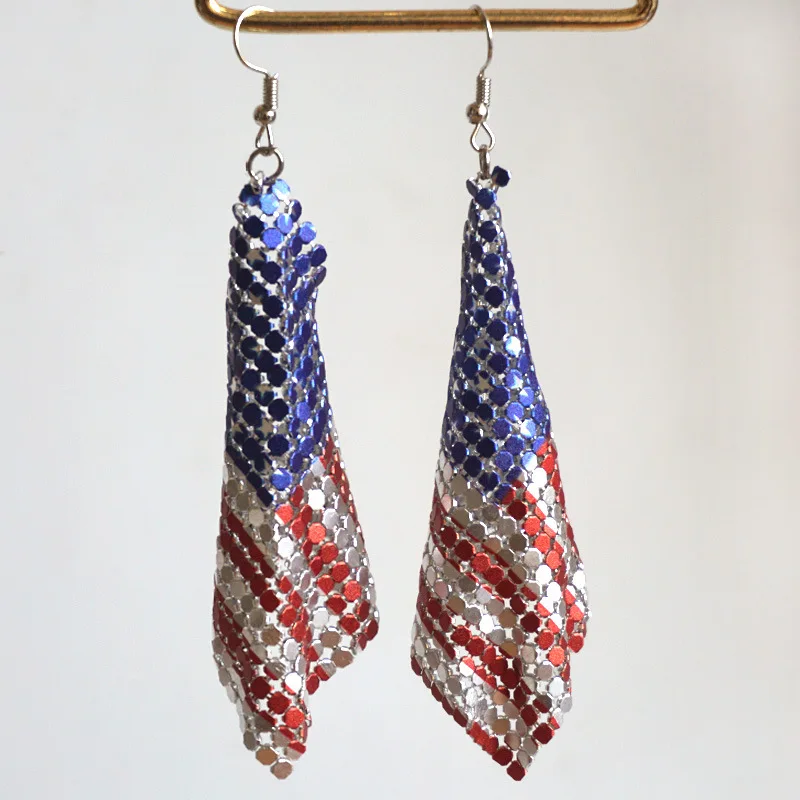 Patriotic Red White Blue Flag Earring Usa 4Th July American Independent Day Jewelry Accessories