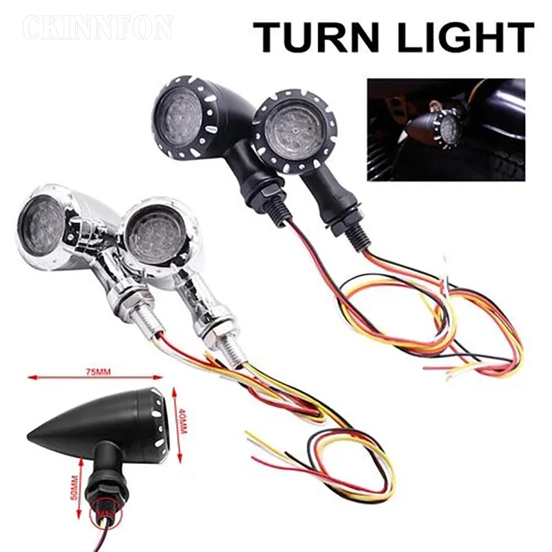 30Pcs/lot Motorcycle Black/Chrome Retro Bullet LED Turn Signal Light
