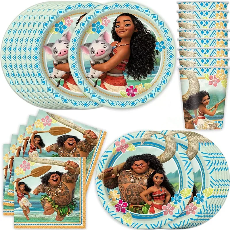 Décoration de fête d'anniversaire sur le thème Moana pour enfants, vaisselle de poulet, tasse et assiette, sensation, enfants et filles, fournitures de mariage