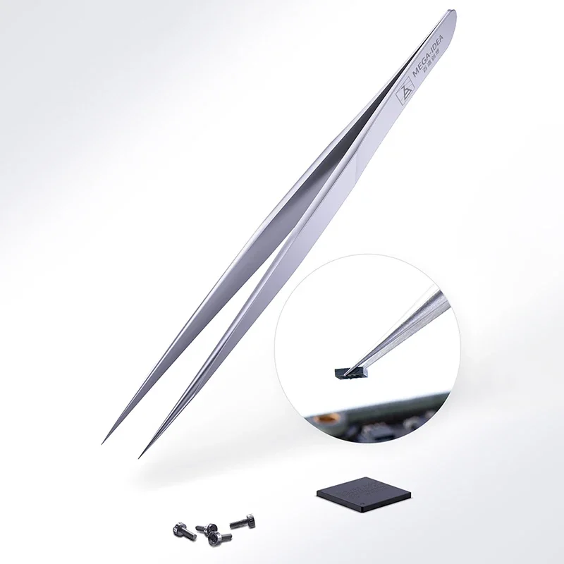 Precision Tweezers Tweezer Tool Bent Tip 0.15mm Non-Magnetic Stainless Steel Short Pointed Long Pointed Repair Clip