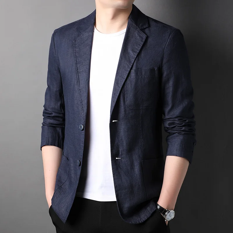 Spring Summer 2024 new high-quality men's fashion handsome linen suit Thin men's coat fabric composition 100% linen  blazer 3