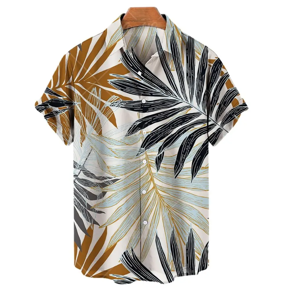 2022 New Men's Short Sleeve Hawaiian Shirts Single Breasted Beach Travel 3D Printing Summer Fashion Breathable Oversized 5XL New