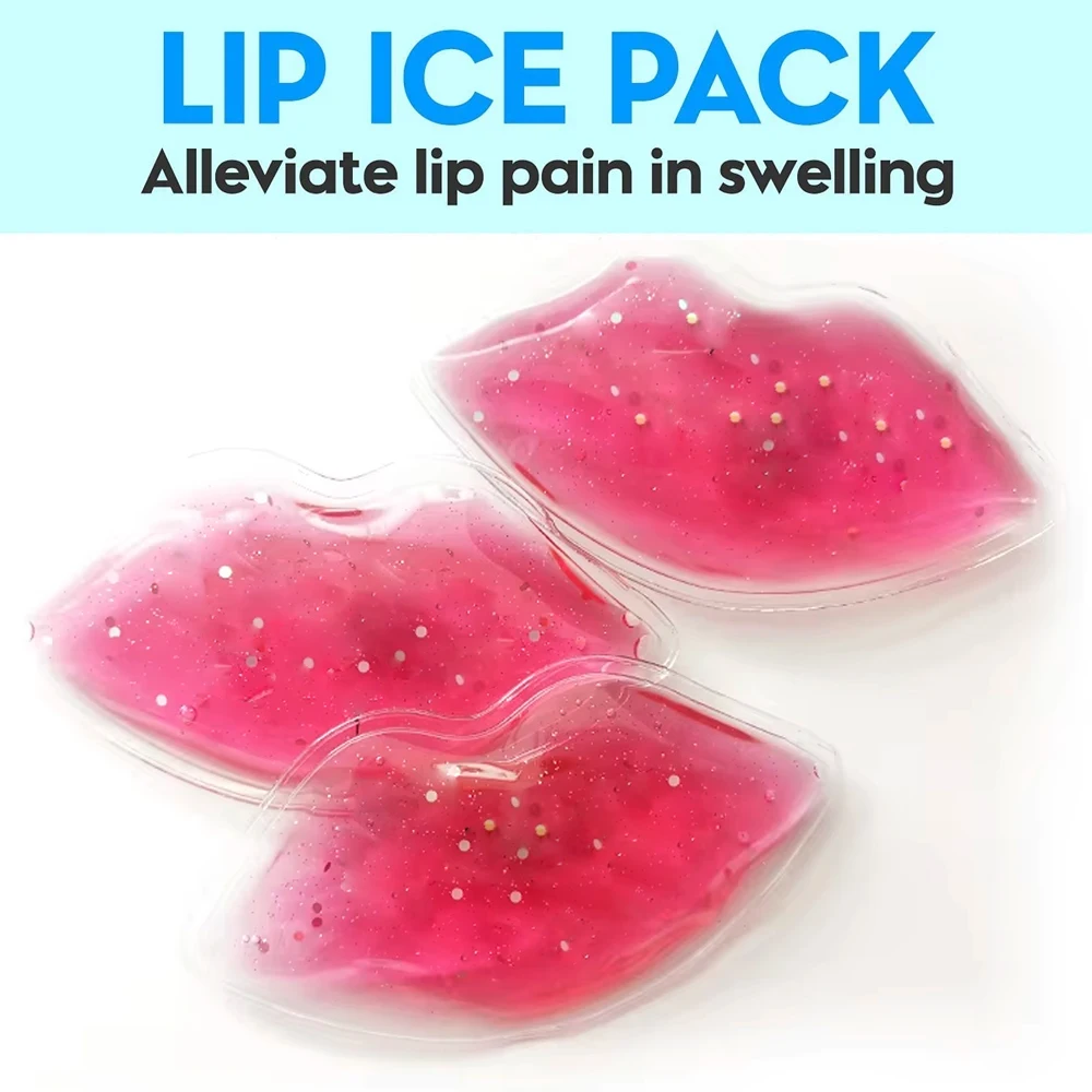 1-6PCS Lip Gel Ice Packs Flexible Reusable Cooling Pad Cold Compress for Cosmetic Injuries Pain Relief Cold Use for Lip Surgery