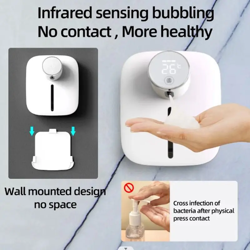Automatic Soap Dispenser Wall-mounted Rechargeable Soap Foam Dispenser Digital Temperature Soap Dispenser Bathroom accessories 5