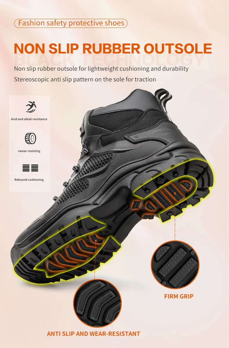 Indestructible Safety Work Shoes Mens Steel Toe Cap Boots Anti-smash Puncture-Proof Work Boots Breathable Sneaker Mens Boots