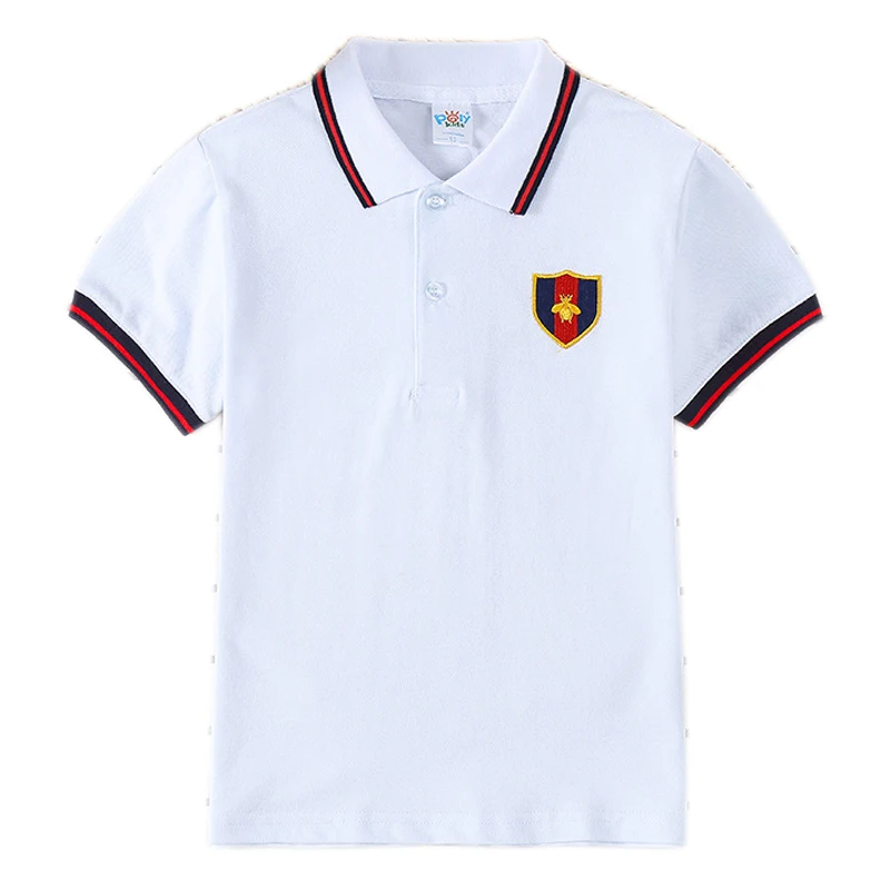 

Boys Summer T-shirt Cotton Sports jersey Girls clothing Kids Butterfly embroidery decoration T-Shirts Turn-down Collar Tops Tees