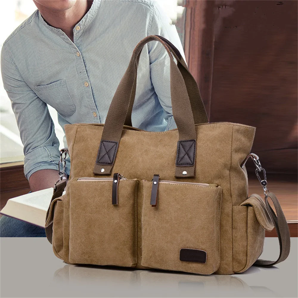 

Handbag Bag Capacity Crossbody Computer Male Business Case Briefcase Classical New Laptop Large Shoulder Canvas Men Retro