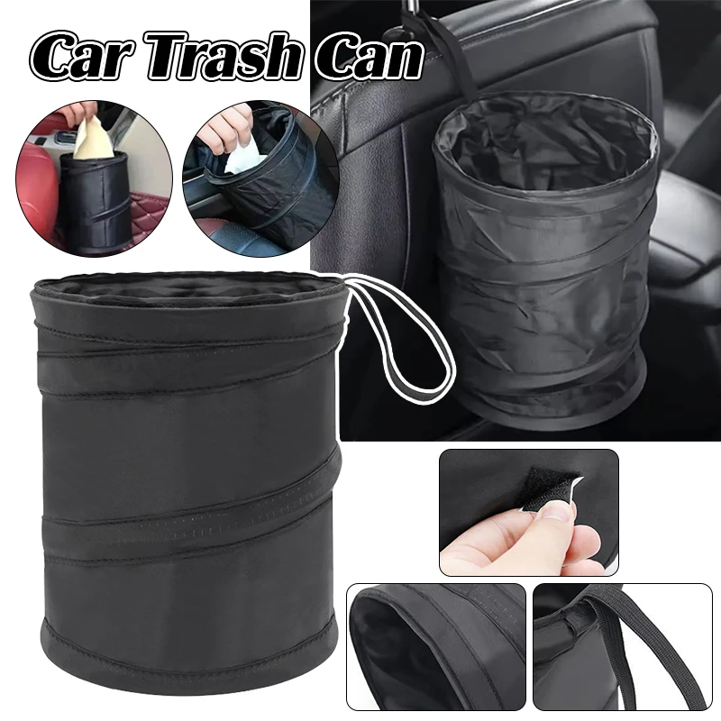 1Pc Car Trash Can car storage bag car trash can Portable Durable Foldable Hanging Car Storage Bucket Chair Back Oxford Cloth Storage Bag Universal Trash Can