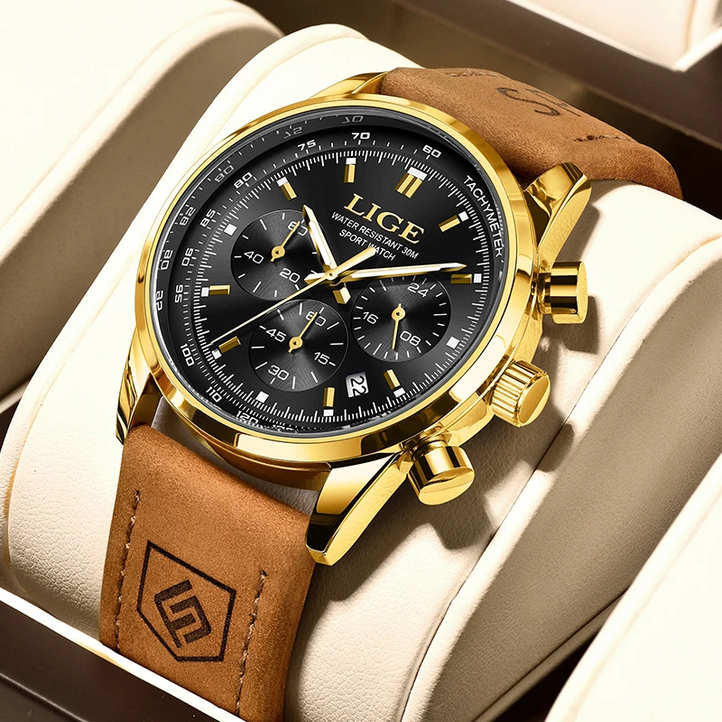 LIGE  Men Fashion  Original Watches Simple Men Business Leather  Quartz Watch Casual Watch For Man Relogio Masculino