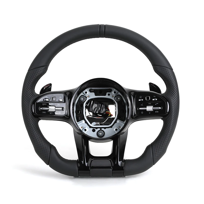 With Piano Black Trim Full Leather Steering Wheel for Mercedes Benz W205 W211 W177 W221 GLS X167 GLA45 X156 Gle 53 AMG GT
