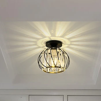 Modern Crystal Ceiling Light Lamp LED Semi Flush Mount Pendant Light Fixture Black 2