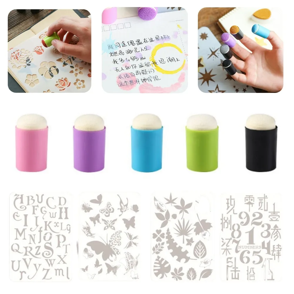 Foam Scrapbooking Stencils Sponge Brushes Stencil Finger Sponge