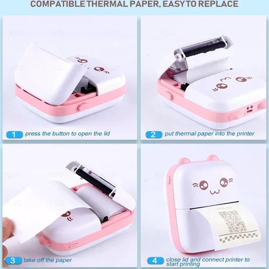 GlowMart Hot Sale Mini Cat C9 Portable Mini Thermal Printer Imprimante Thermique Impresora Porttil Smartphone Printer