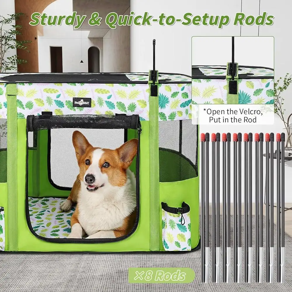 Foldable Dog Playpen Portable Cat Crate Zipper Shade Cover Outdoor Indoor Exercise Kennel Easy Setup Lightweight Secure Space