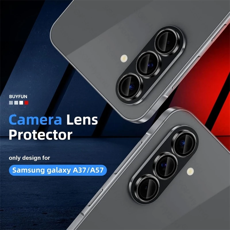 Alloy Aluminum Ring Phone Case with Tempered Glass Camera Protectors