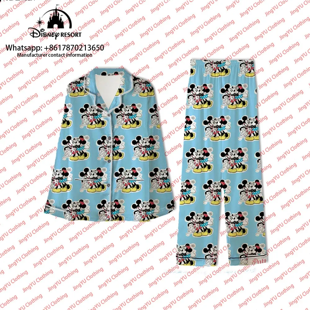 2023 New Autumn Casual Two-piece Mickey and Minnie Cartoon Printed Long Sleeve Long Pants Women's Pajamas Set Home Pajamas