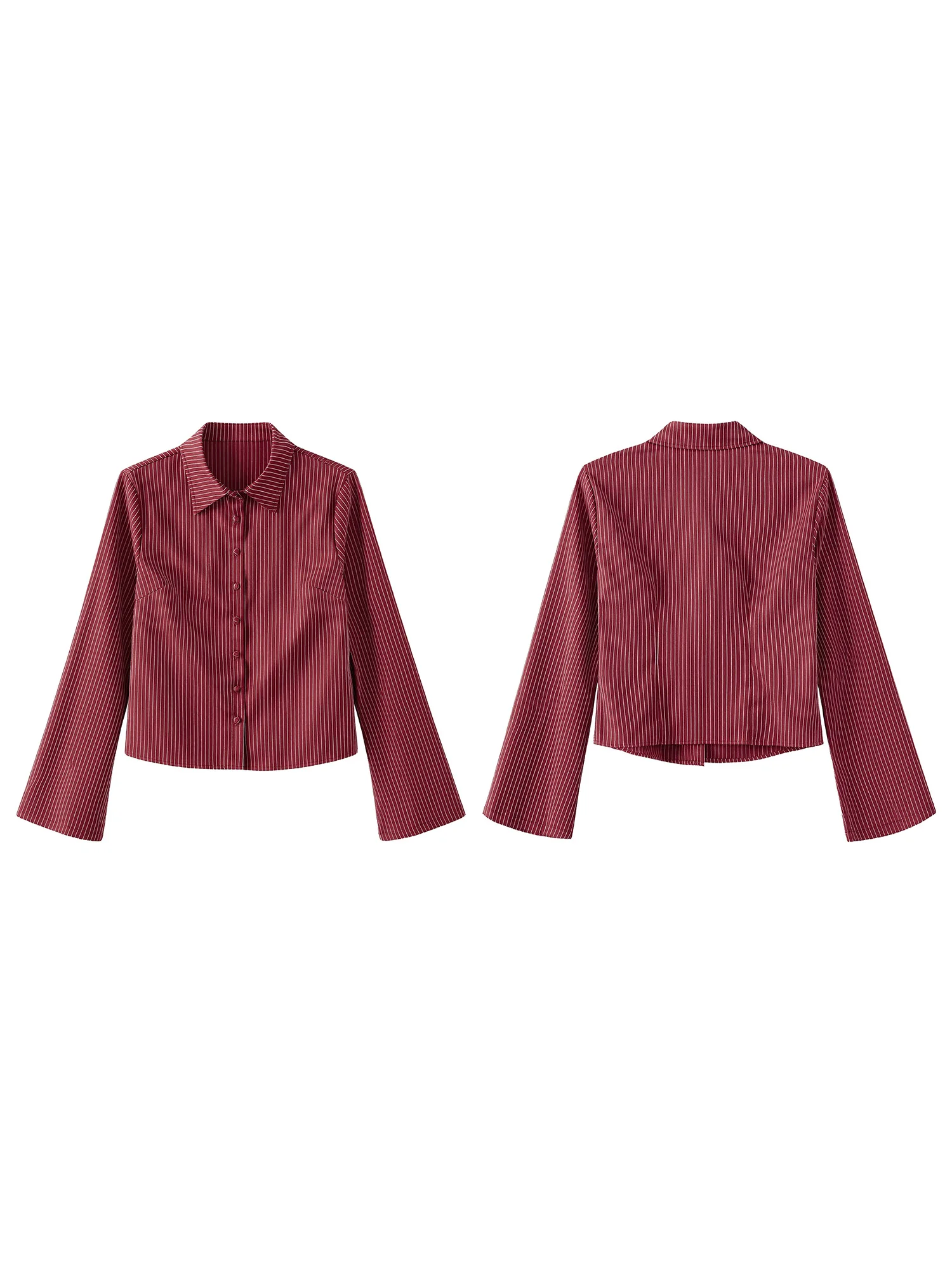 Women s Blouses Elegant V-Neck Long Sleeve Button Down Shirts Casual Striped Print  Fit Workwear Tops with Lapel Collar